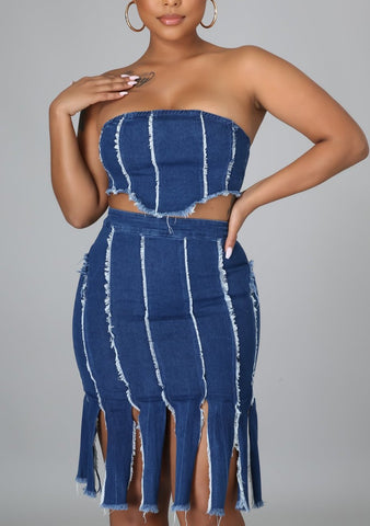 Parallel Denim Skirt Set