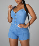 Short & Sweet Denim Romper